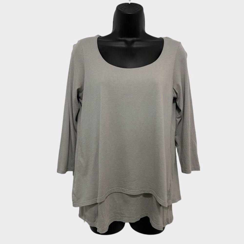 J. Jill Pure Jill Gray Elliptical Layered 3/4 Sleeve Top Size XS